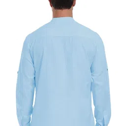 KNOWTED Band Collar Roll-Up Sleeves Straight Short Kurta image 2