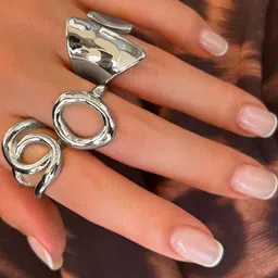 Jewels Galaxy Set Of 3 Silver-Plated Finger Rings image 4