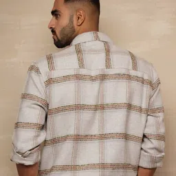 uncluttered closet Grey Relaxed Fit Tartan Checks Casual Shirt image 5