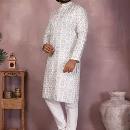 Aamish fashion Men Ethnic Motifs Printed Cotton Kurta with Churidar-image-38