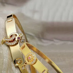 ZENEME Women 2 Cubic Zirconia Gold-Plated Charm Bracelet image 1