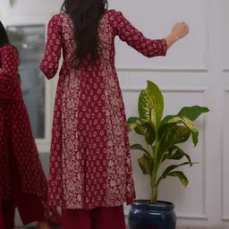 KALINI Women Ethnic Motifs Printed Panelled Kurta with Palazzos & With Dupatta image 3