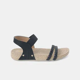 AIWIE Women Woven Design Open Toe Flats With Braided Straps and Comfortable Sole image 3