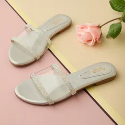 FLEUR FOOTWEAR Women Western Embellished Open Toe Flats-image-26