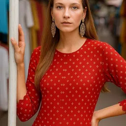 JANOI Women Ethnic Motifs Printed Regular Kurta with Trousers image 3