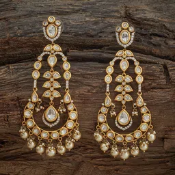 Kushal's Fashion Jewellery Victorian-Plated Contemporary Kundan Studded Drop Earrings-picture-16