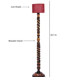 Devansh Brown & Maroon Wooden Floor Lamp image 2