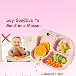 Adore Kids 3Pcs Pink & White Textured Silicone & Bamboo Baby Utensils Set image 2