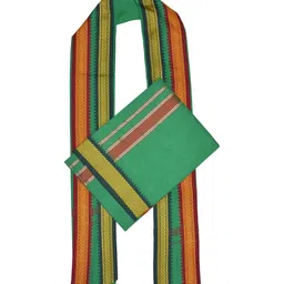 TUNI MANI Men Cotton Dhoti with Angavastram image 4