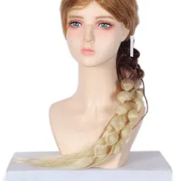 RITZKART Tape In Straight Bubble Ponytail Hair Extension- Brown & Off White- 20 Inch image 5