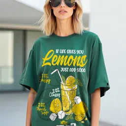 Bewakoof Women Graphic Printed Round Neck Cotton Oversized T-shirt-image-47
