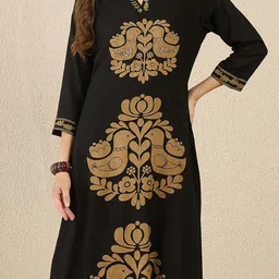 Indo Era Ethnic Motifs Printed Mandarin Collar A-Line Kurta With Palazzos image 3