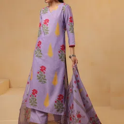 Moda Rapido Women Printed Viscose Rayon Kurta Sets With Dupatta image 2