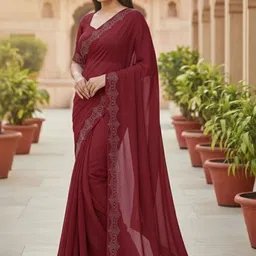 Moda Rapido Women Embellished Beads and Stones Poly Georgette Saree-picture-27