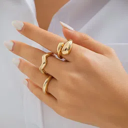 Jewels Galaxy Set Of 3 Gold Plated Midi Adjustable Finger Rings image 1