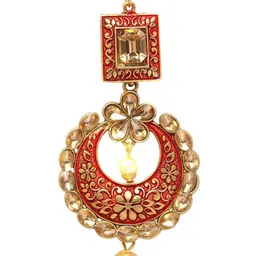 Anouk Gold-Plated Artificial Stones and Beads Studded Maang Tikka image 3