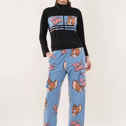 clobug Tom & Jerry Printed High Neck Sweatshirt With Cargo Trackpants image 2