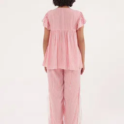 Slumber Jill Striped Cotton V-Neck Night Suit image 3
