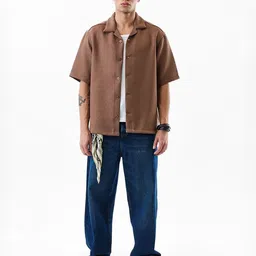 Snitch Men Relaxed Fit Solid Cuban Collar Casual Shirt image 3