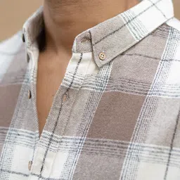 Powerlook Men Tartan Checked Button-Down Collar Cotton Casual Shirt image 4