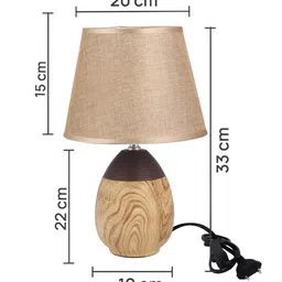 TAYHAA Brown & Beige Printed Ceramic Contemporary Frustum Shaped Table Lamp image 4