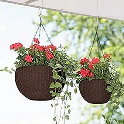 go hooked Rattan Hanging Planters Pot with Metal Hanging Chain image 5