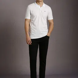 Louis Philippe Jeans Men Solid Printed Polo Collar Cotton Slim Fit T-shirt image 3