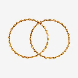 Kushal's Fashion Jewellery Set Of 2 Gold-Plated Ruby-Studded Ethnic Antique Bangle image 4