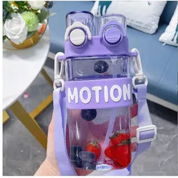 zeelpetal Explosive Hot Double Mouth Square Shape Portable Drinking Cups with Straw 600 ml Water Bottle-picture-27