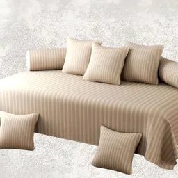 WELLNEST Set Of 8 Beige Striped Diwan Set image 1