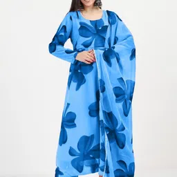 Femvy Women Floral Print Fit & Flare Maxi Dress-picture-20