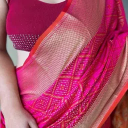 NIWAA Woven Design Zari Patola Saree With Blouse Piece image 2