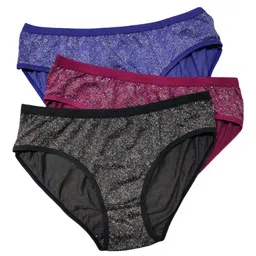 BODYMIST Pack Of 3 Printed Super Combed Cotton Mid-Rise Hipster Briefs INDIGO-4 S image 5