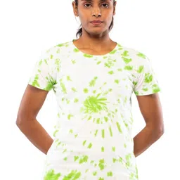 LAPPEN FASHION Women Floral Dyed Raw Edge T-shirt-picture-17