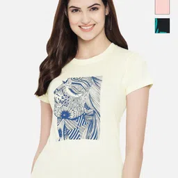 Dreambe Women Pack of 3 Graphic Printed Round Neck Cotton T-shirts-picture-24