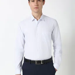 Peter England Men Slim Fit Spread Collar Vertical Striped Cotton Formal Shirt-picture-37