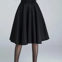 Women Solid A-line Black Skirt-image-0
