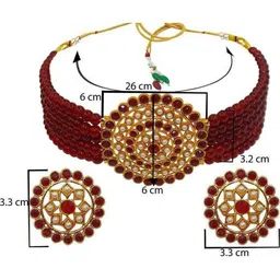 Women Click Gold Plated Stones Studded & Beaded Jewellery Set image 4