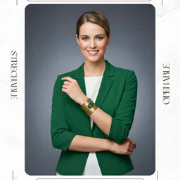 ORANGENYSHA Set Of 2 Gold Plated Crystals Studded Cuff Bracelet image 3