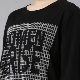 Esplendido Women Typography Printed Drop-Shoulder Sleeves Pockets T-shirt image 2