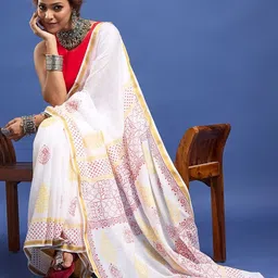 Taavi Floral Printed Pure Cotton Saree-image-54