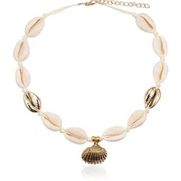 DressBerry Women 2 Pcs Gold & Black Shell Choker Necklace image 2