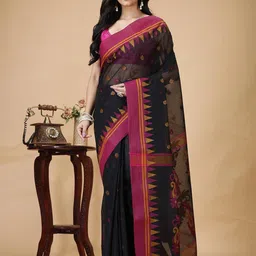 SLAGHA Woven Design Pure Cotton Taant Saree-image-79