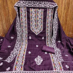 Panzora Floral Embroidered Unstitched Dress Material image 4