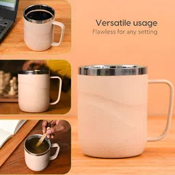 eha Beige 4 Pieces Textured Microwave Safe Mugs image 3