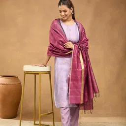 Fabindia Woven Design Cotton Silk Dupatta with Zari-image-84