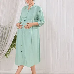 EASY MOM Maternity A-Line Midi Dress image 3