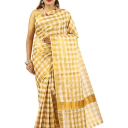 Rst R Selvamani Tex Checked Zari Pure Cotton Kasavu Saree image 1