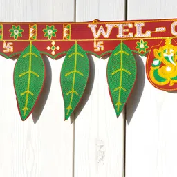 MISHAV Green & Red Handcrafted Embroidered Traditional Toran image 3