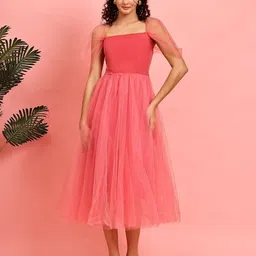 CORSICA Women Net Fit & Flare Midi Dress-image-70